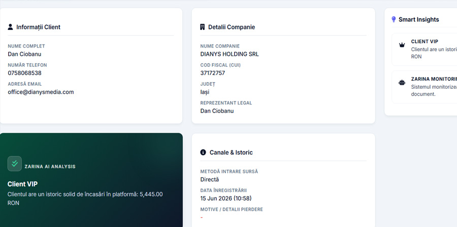 Alerte Vânzări Pipeline Sistem CRM