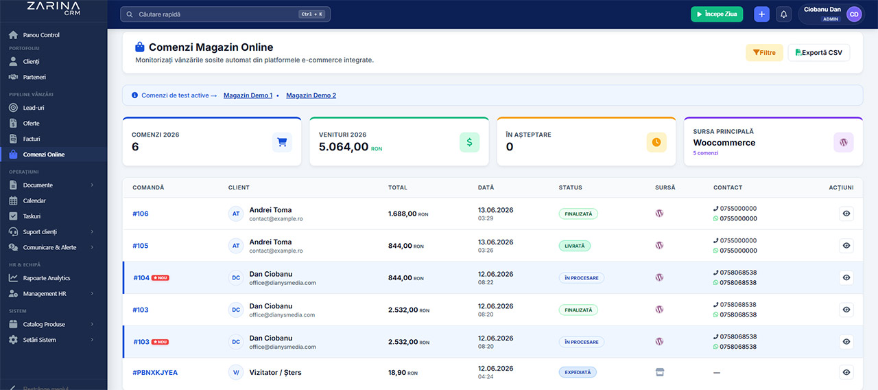 Automatizare Comenzi Online Soft CRM