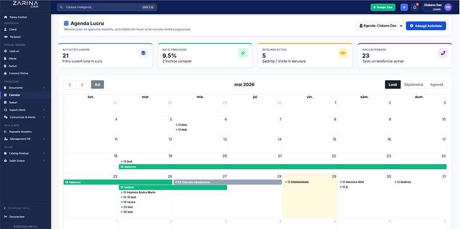Zarina CRM Calendar Agenda Control
