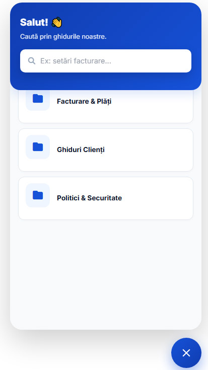 Widget Asistent Suport Zarina CRM pe Mobil