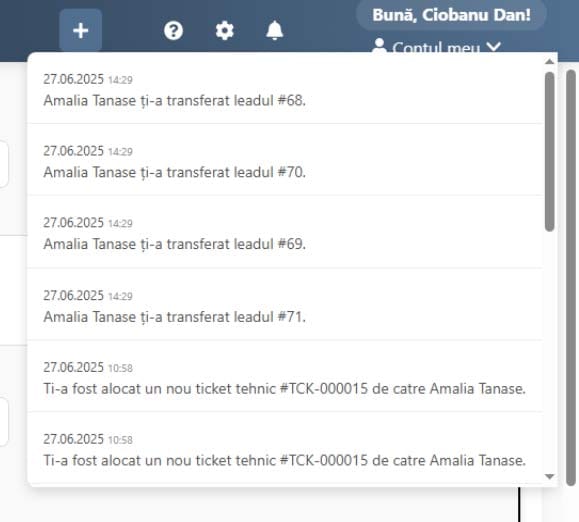 Notificari CRM