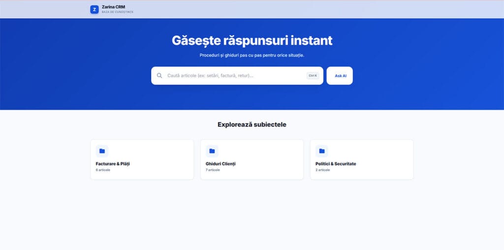Documentatie publica in soft CRM