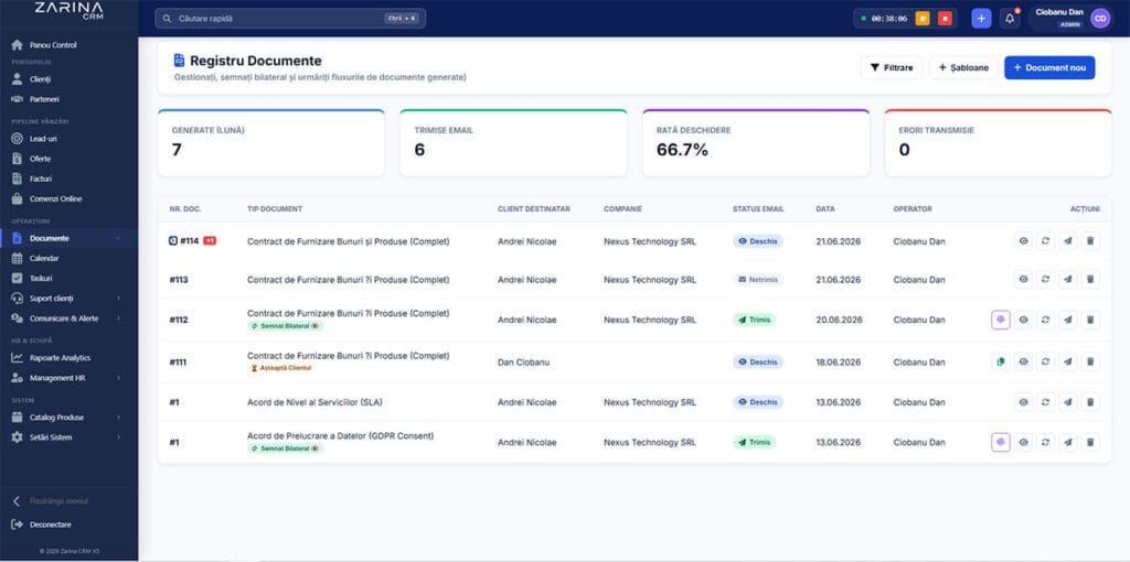 Generare documente in soft CRM