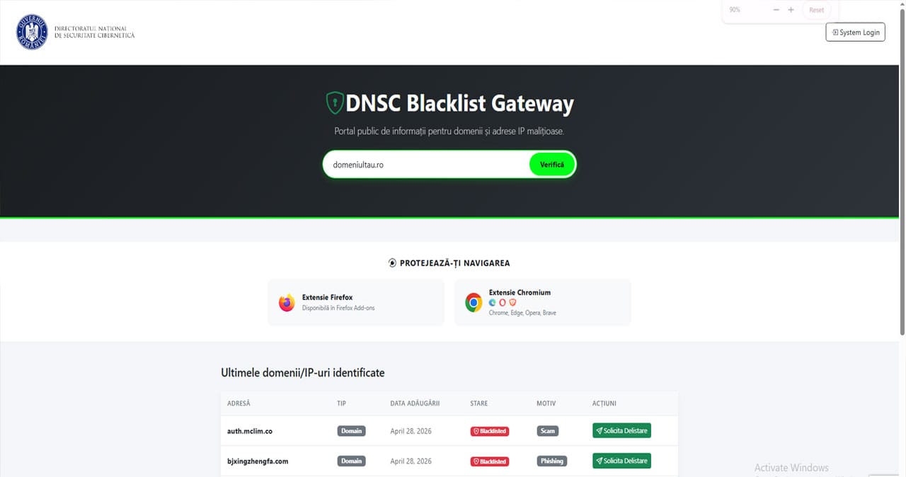 DNSC Blacklist domenii
